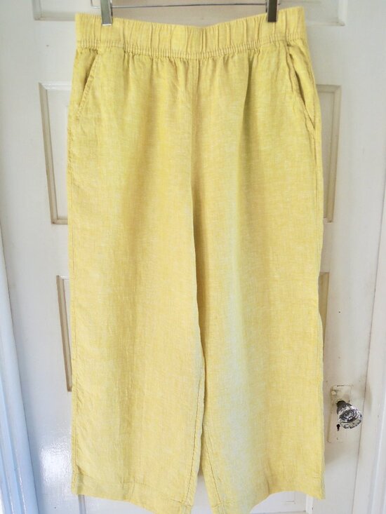 Tahari Pants - Tahari Yellow Euro Flax Linen Wide Leg Lagenlook Pants M